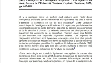Droit de la responsabilité civile et l’intelligence artificielle